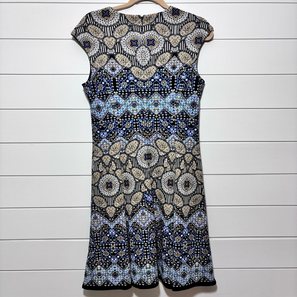 Adorne Naya Scuba Dress in Blue and Golden Yellow Fit and Flare Size 10 - Picture 6 of 15